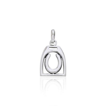 Horseshoe Stirrup Small Silver Pendant TPD2250 - Jewelry